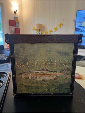 Rustic Green 'Gone Fishing' Decorative Storage Box